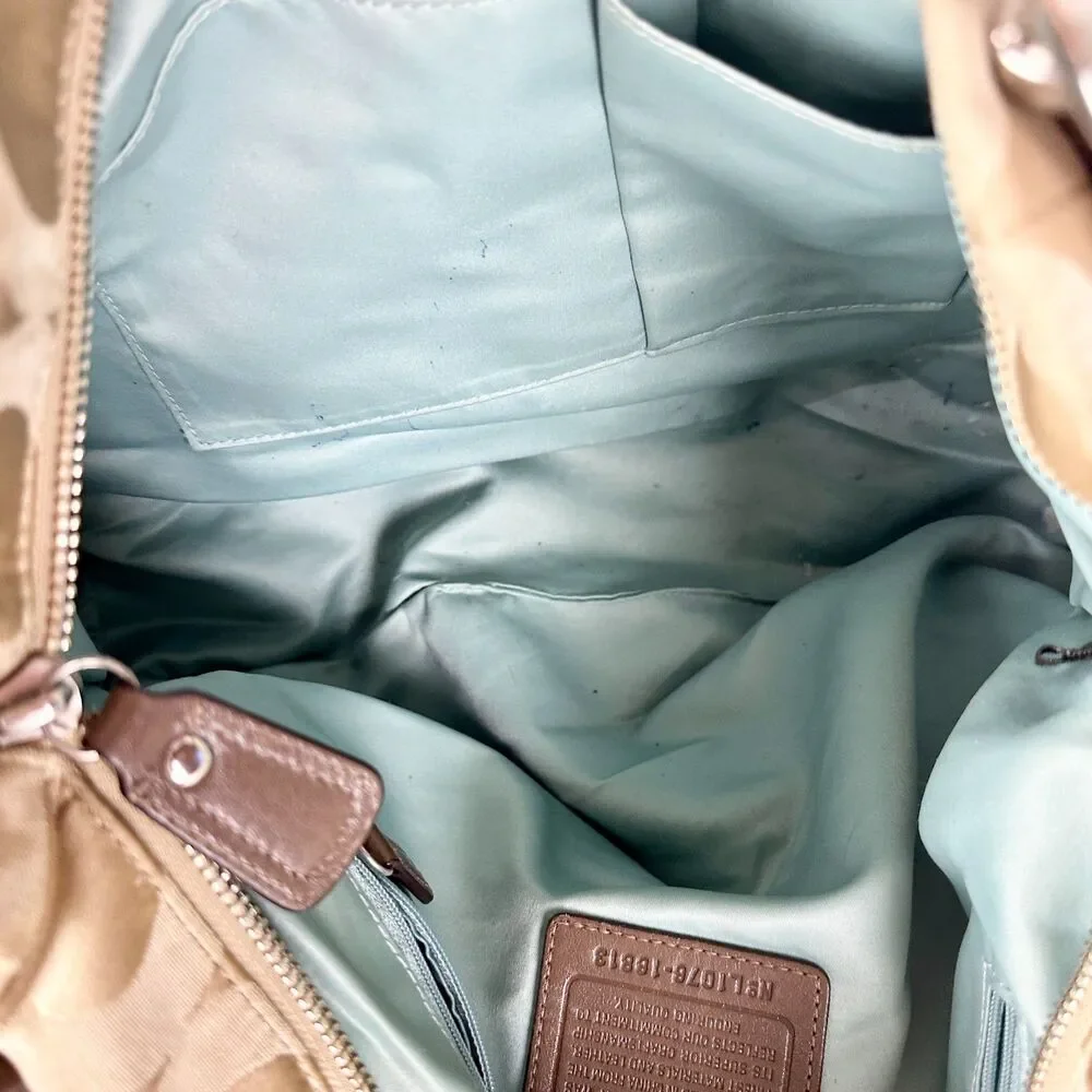 Coach Kristen Signature Op Art Hobo Purse Sateen Zip Top
